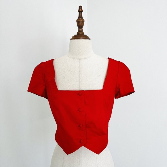 I am Gia Tops - I am Gia Womens Top Cropped Red Button Front Urban Outfitters Size M